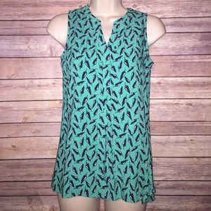 Crown & Ivy Jade Navy Pepper Tank PP Petite